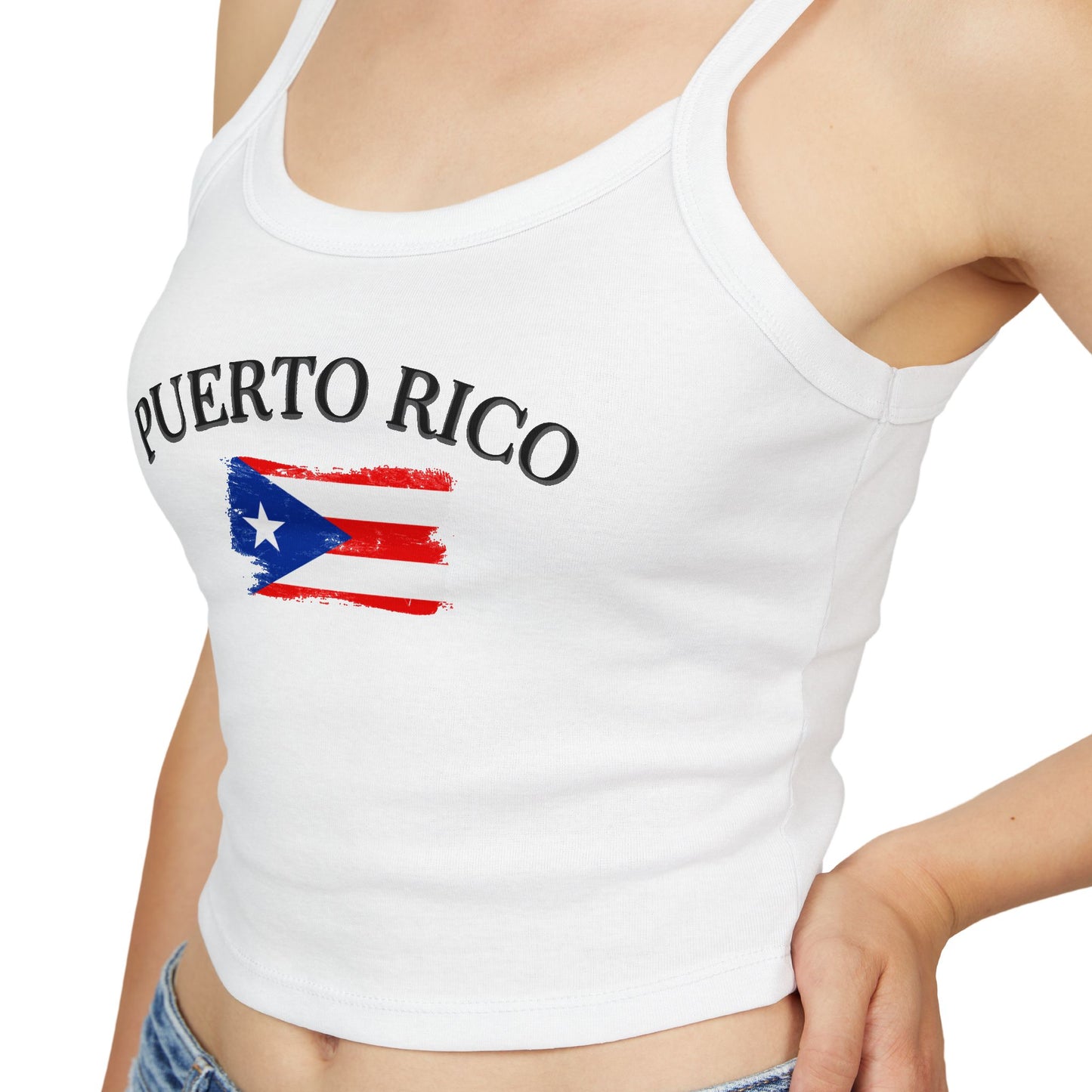 Puerto Rico Flag Crop Tank Top — Women's Spaghetti Strap Tee