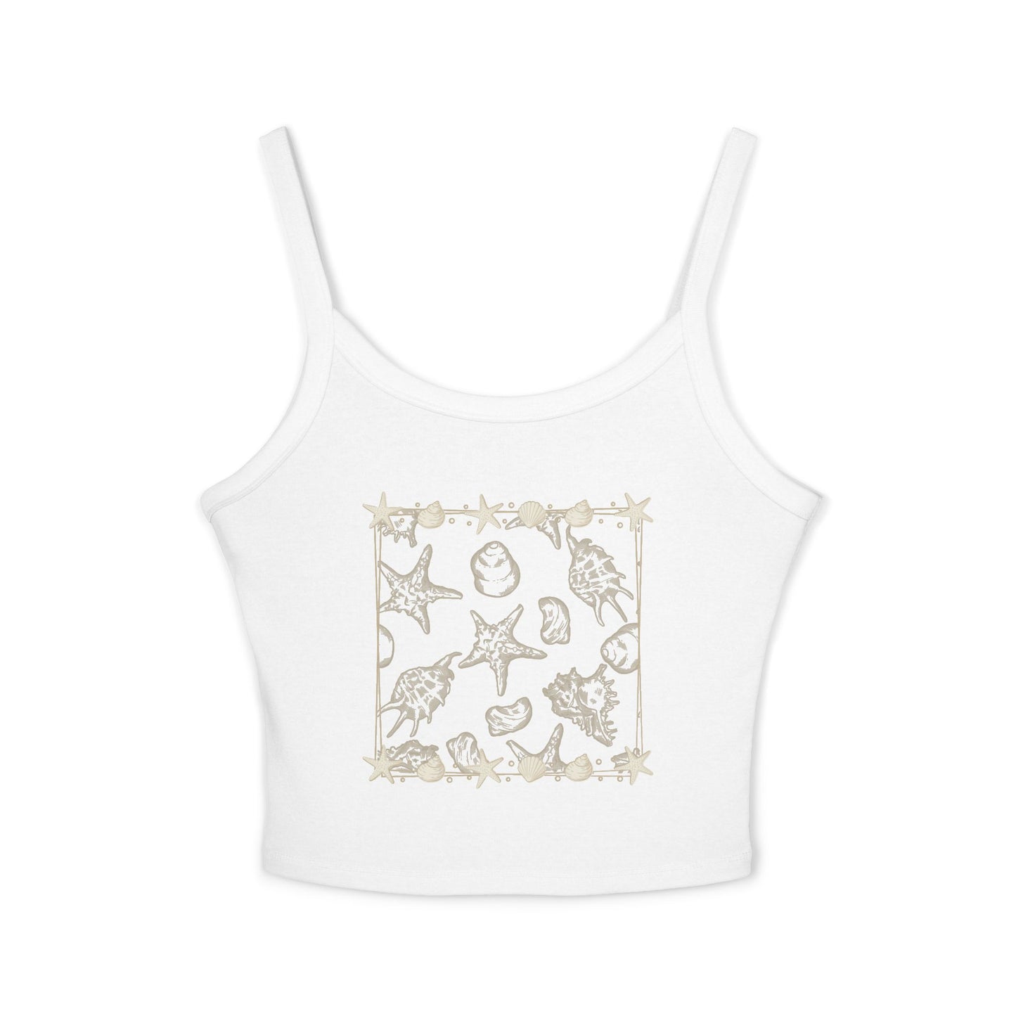 Sea Shells Beach Crop Tank — Women’s Spaghetti Strap Tank Top