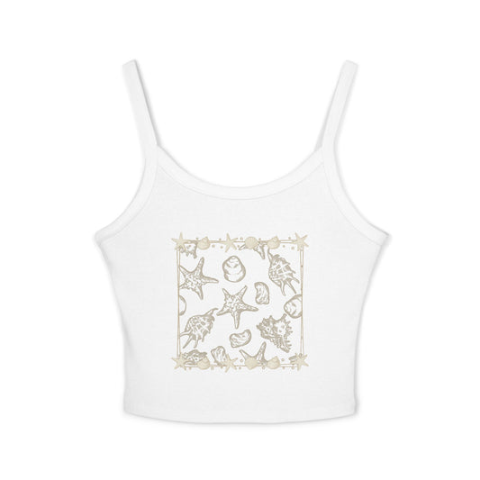 Sea Shells Beach Crop Tank — Women’s Spaghetti Strap Tank Top