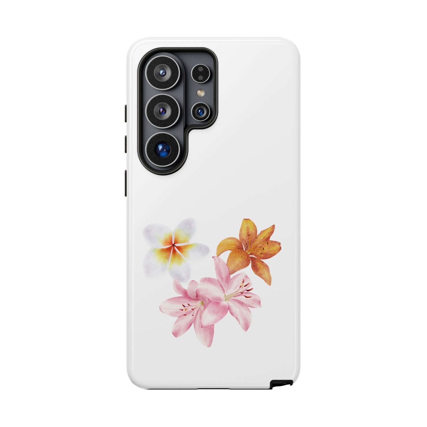 Floral Trio Tough Case — Pink & Orange Lily Phone Protector