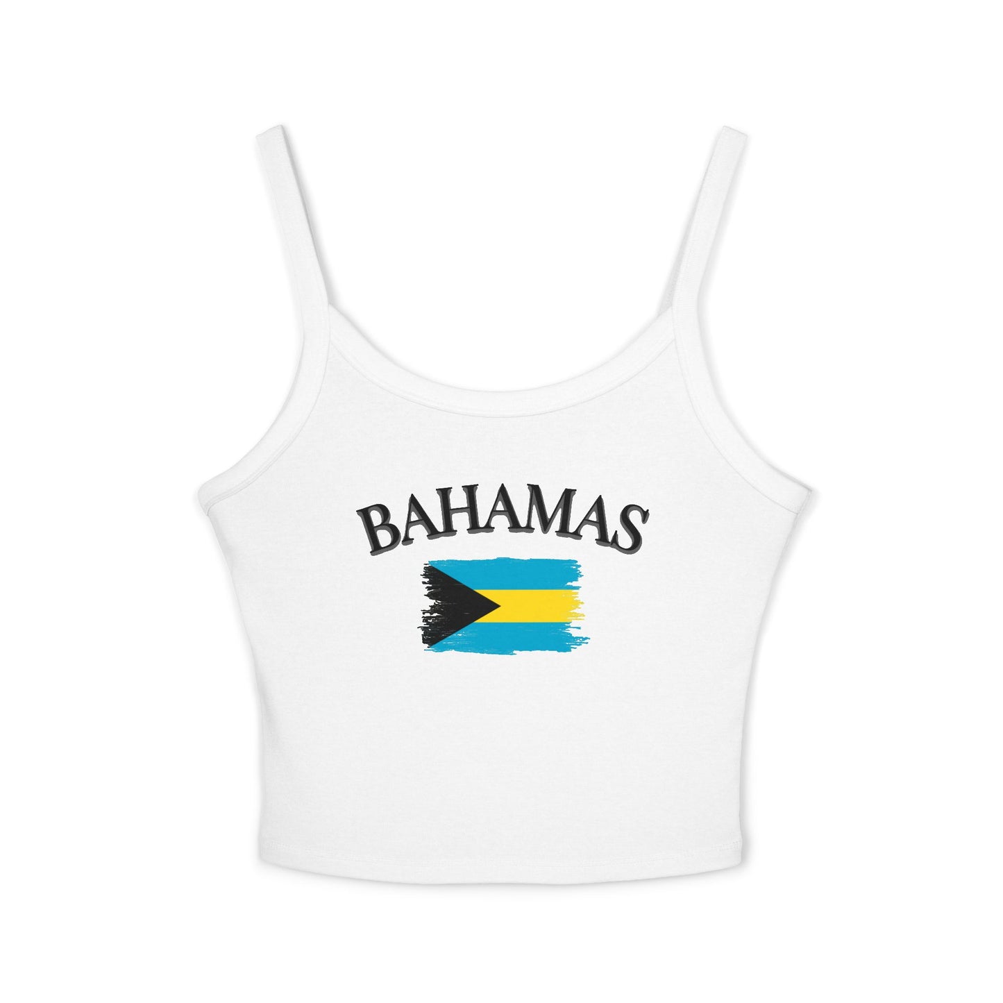 Bahamas Flag Crop Tank Top — Women's Spaghetti Strap Vacation Tee