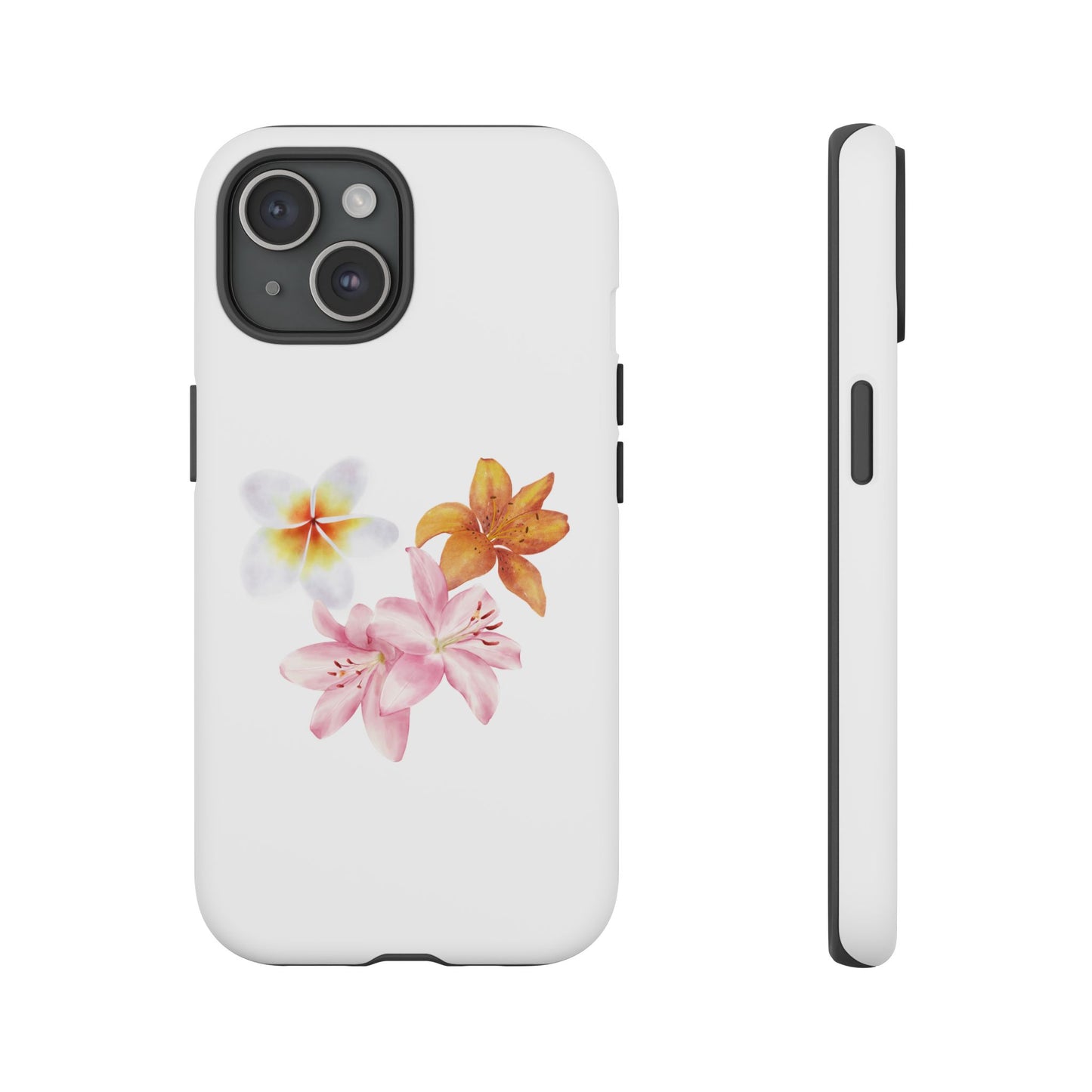 Floral Trio Tough Case — Pink & Orange Lily Phone Protector