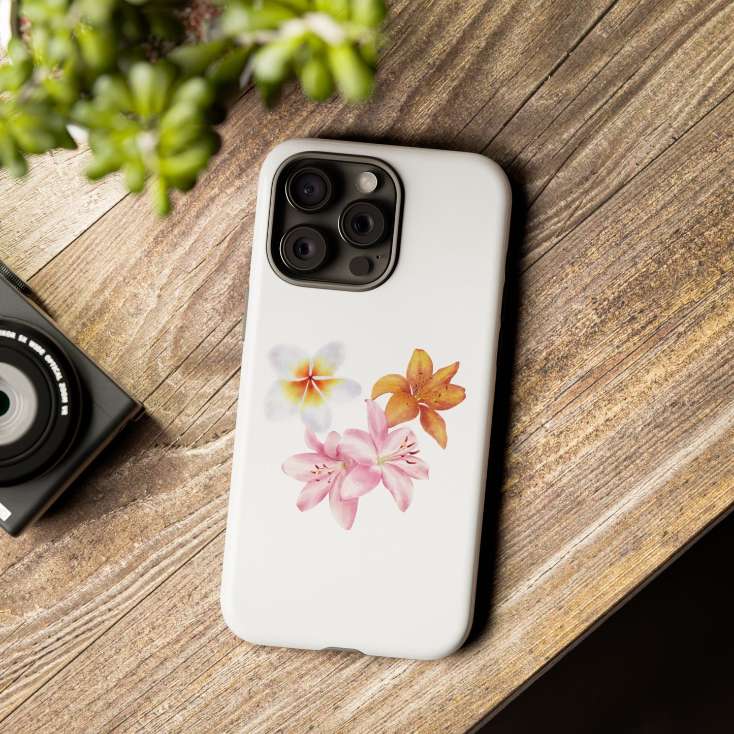 Floral Trio Tough Case — Pink & Orange Lily Phone Protector