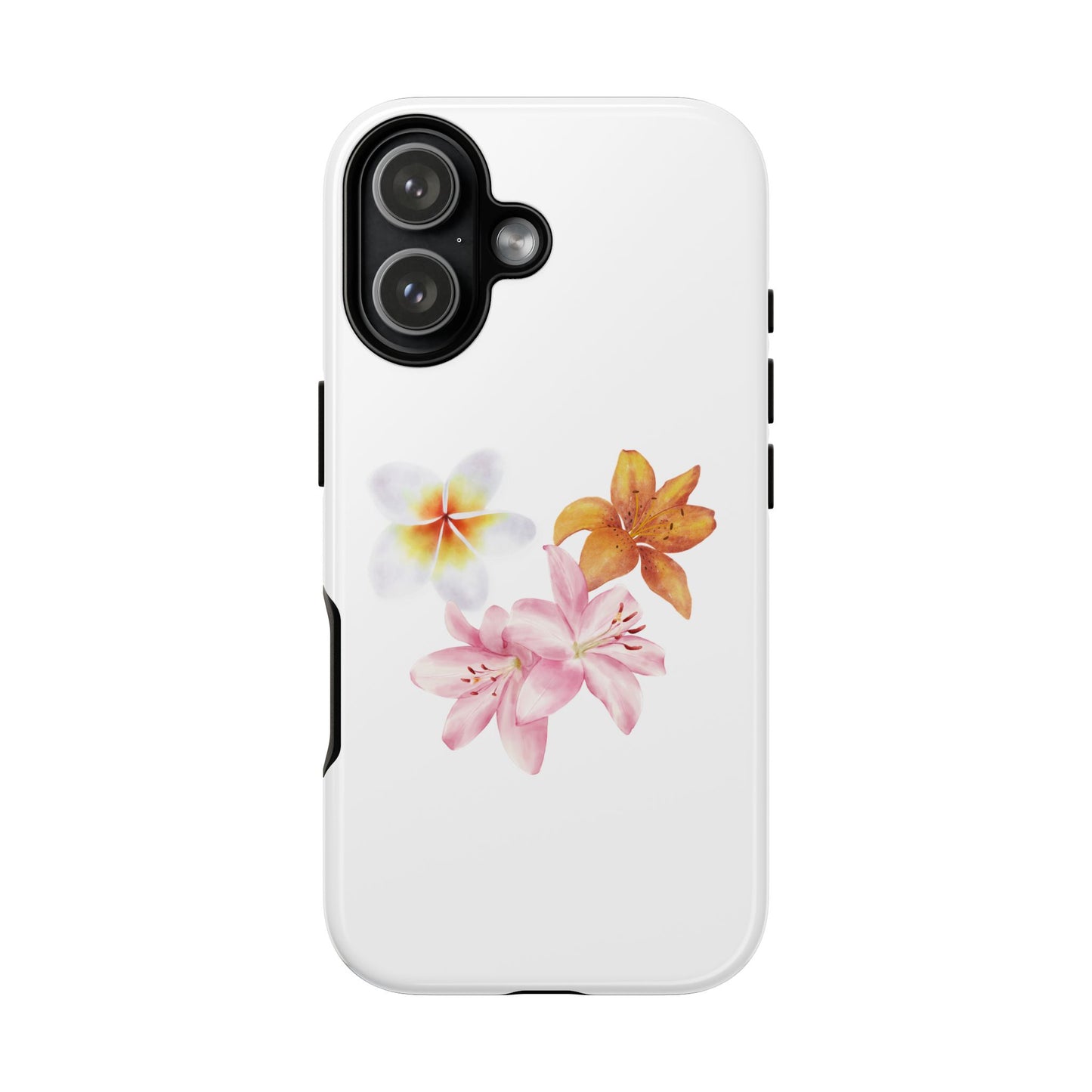 Floral Trio Tough Case — Pink & Orange Lily Phone Protector