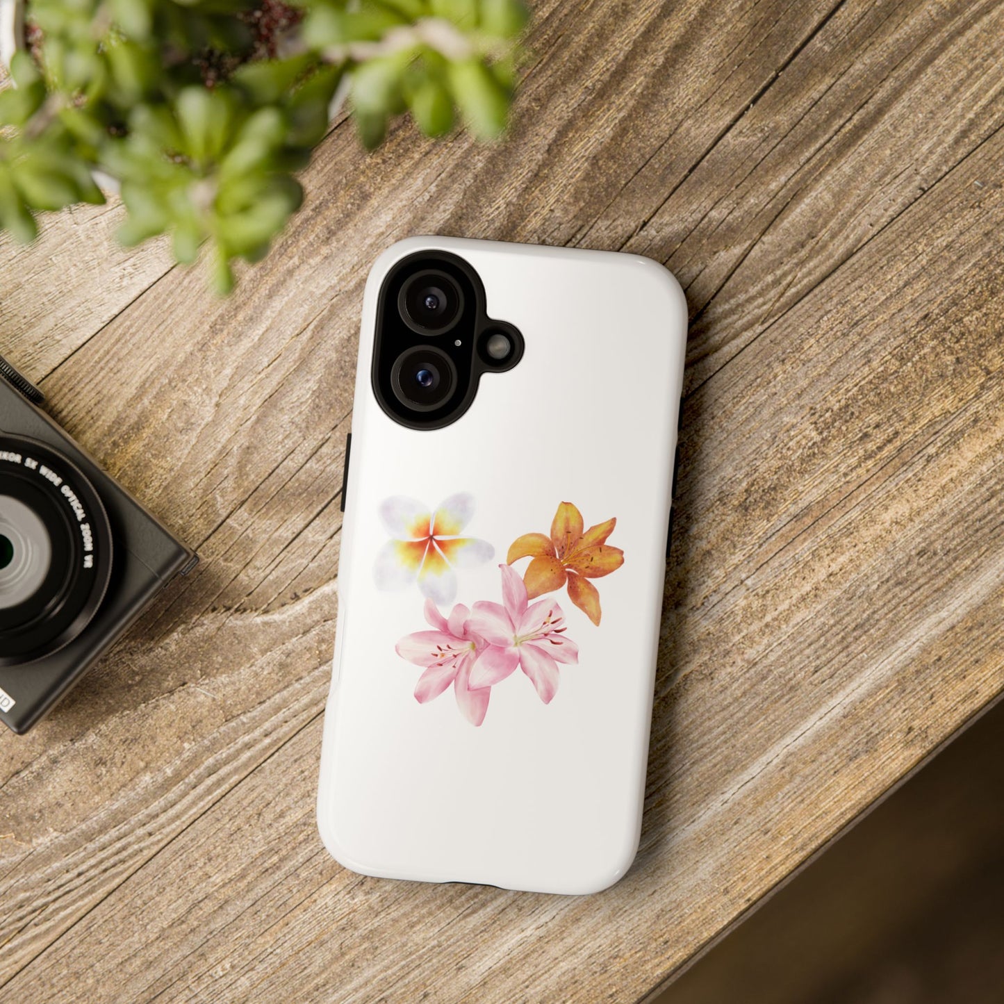 Floral Trio Tough Case — Pink & Orange Lily Phone Protector