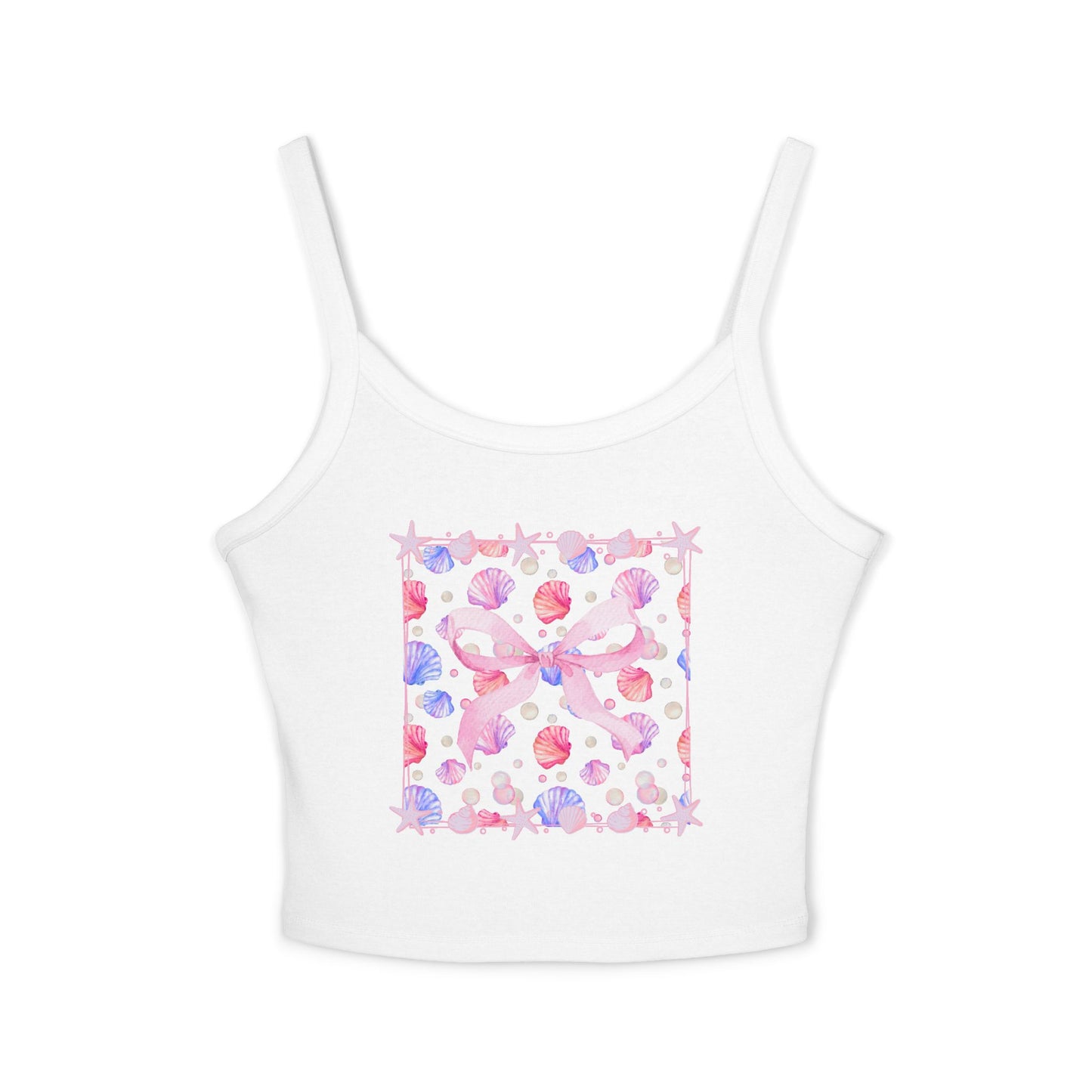 Pink Watercolor Seashell Ribbon Tank Top —  Women's Tank