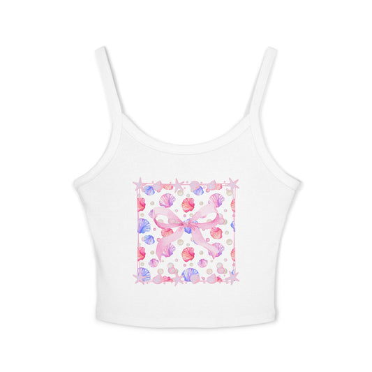 Pink Watercolor Seashell Ribbon Tank Top —  Women's Tank