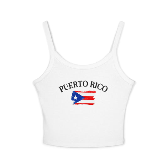 Puerto Rico Flag Crop Tank Top — Women's Spaghetti Strap Tee