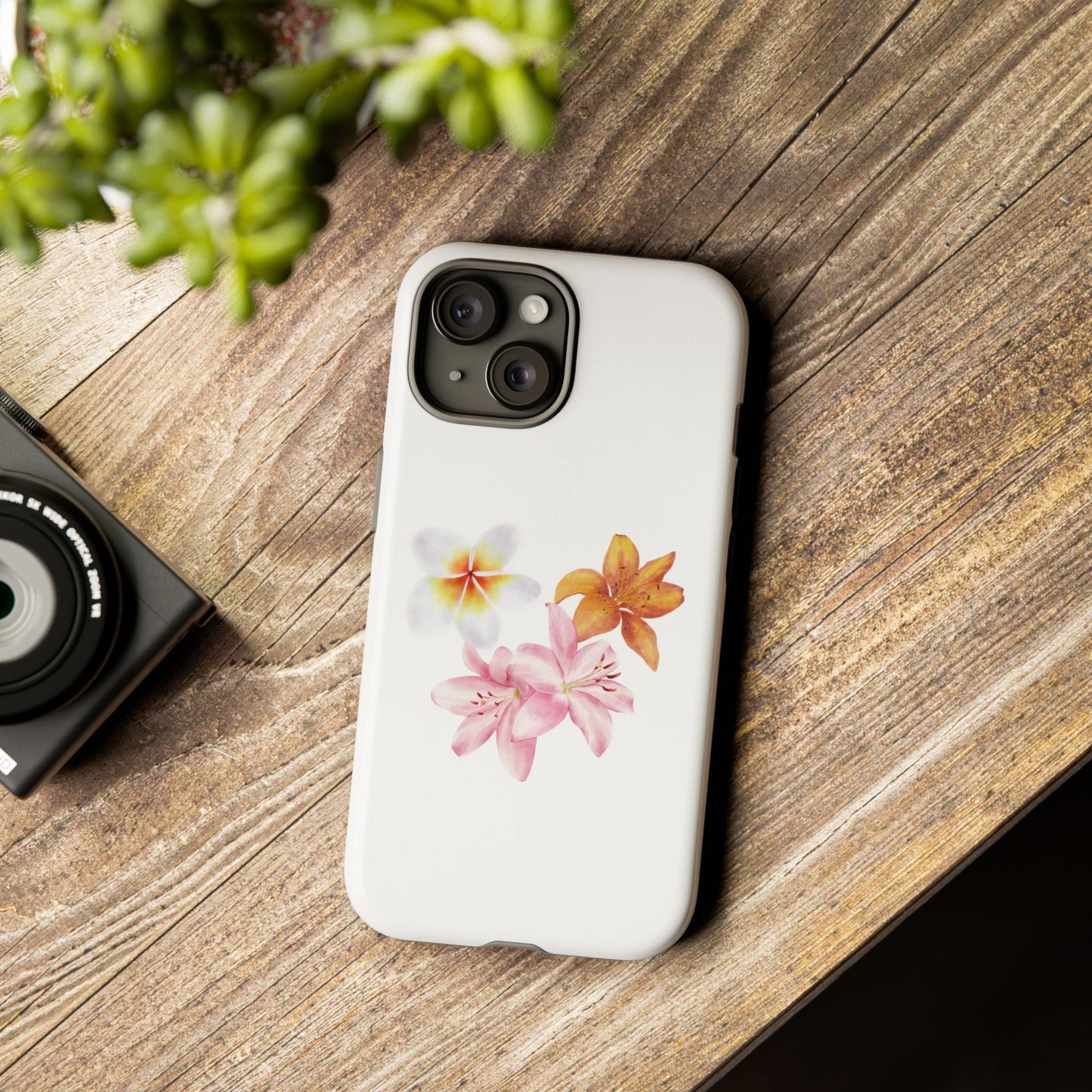 Floral Trio Tough Case — Pink & Orange Lily Phone Protector
