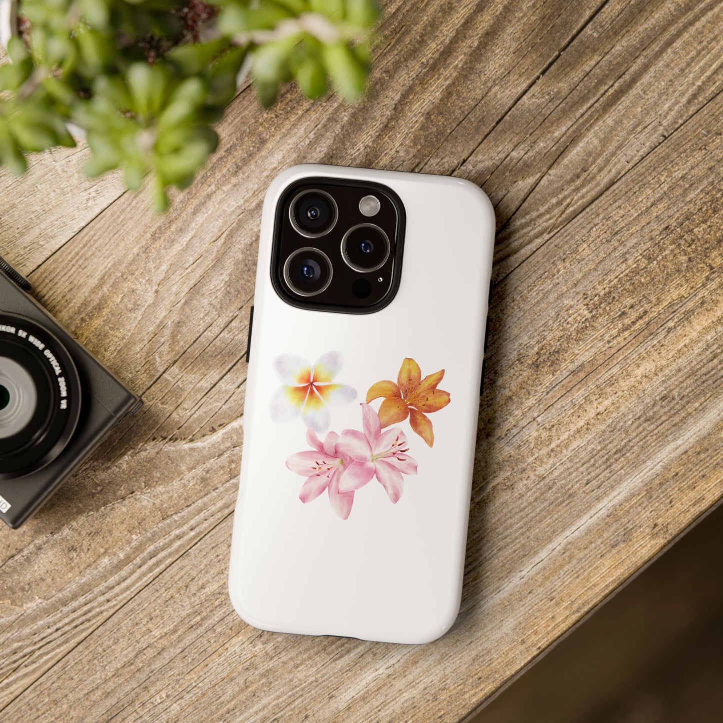 Floral Trio Tough Case — Pink & Orange Lily Phone Protector