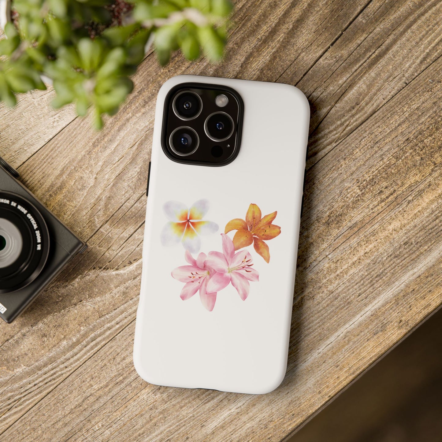 Floral Trio Tough Case — Pink & Orange Lily Phone Protector