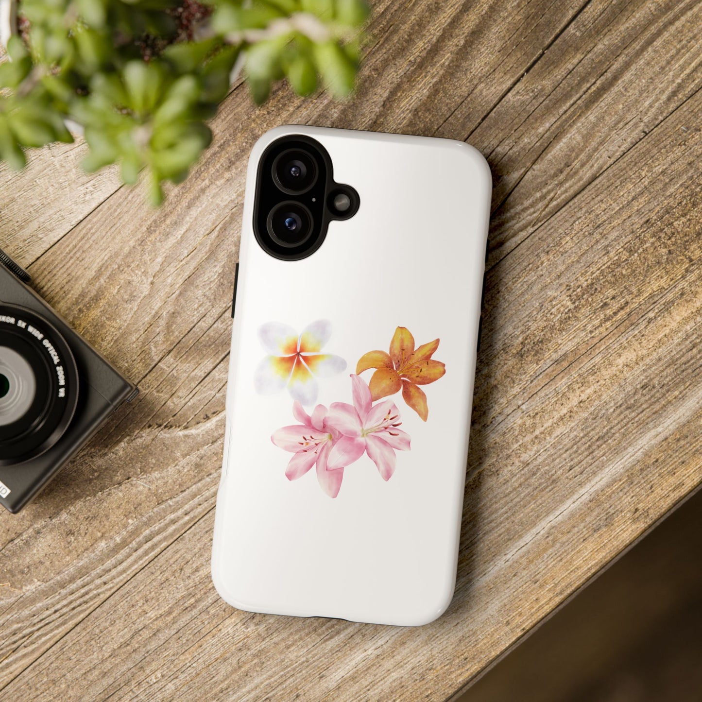 Floral Trio Tough Case — Pink & Orange Lily Phone Protector