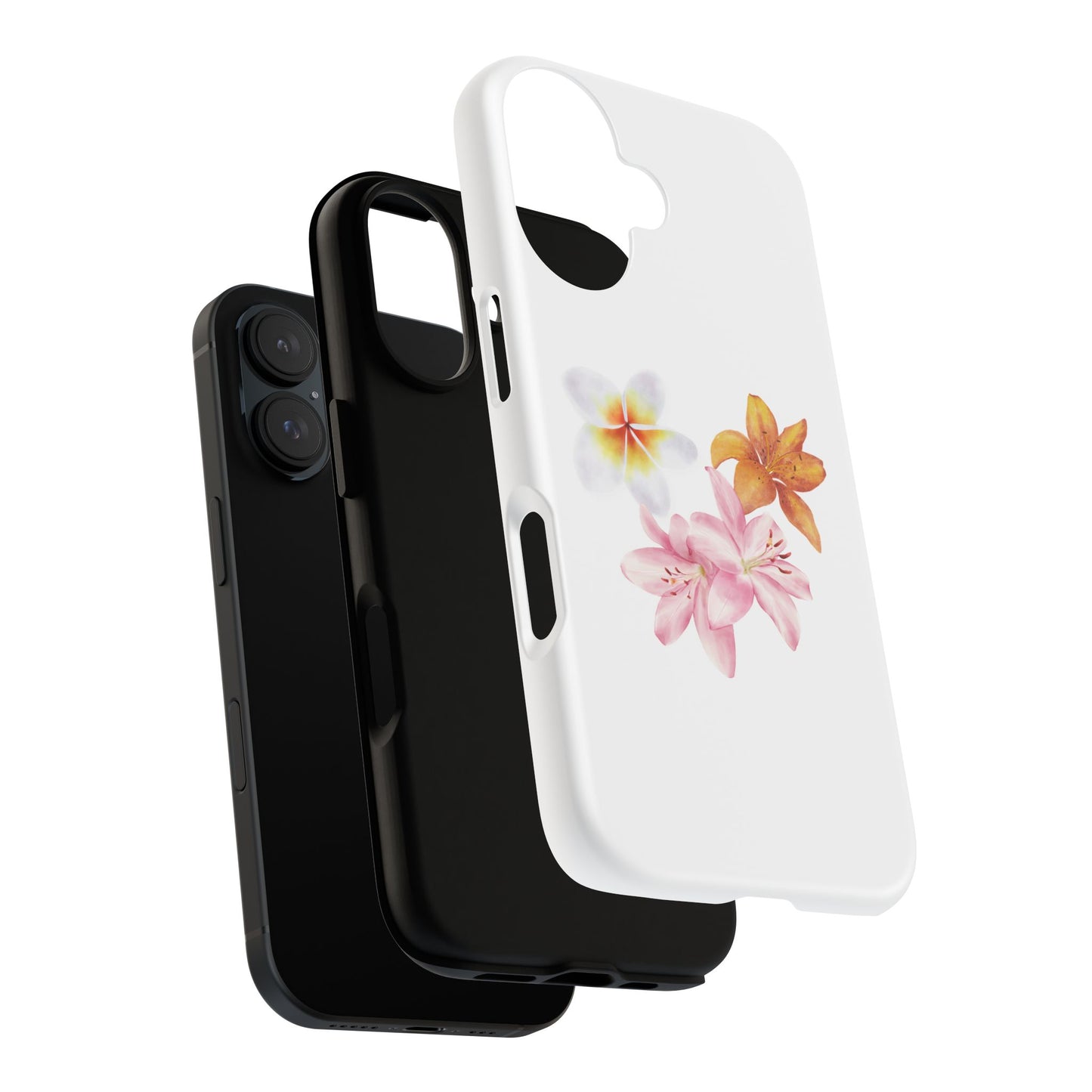 Floral Trio Tough Case — Pink & Orange Lily Phone Protector