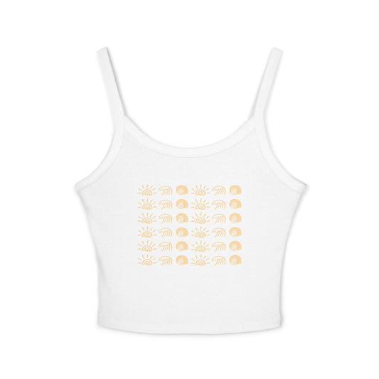Sunset Palm Crop Tank Top — Minimal Retro Beach Graphic