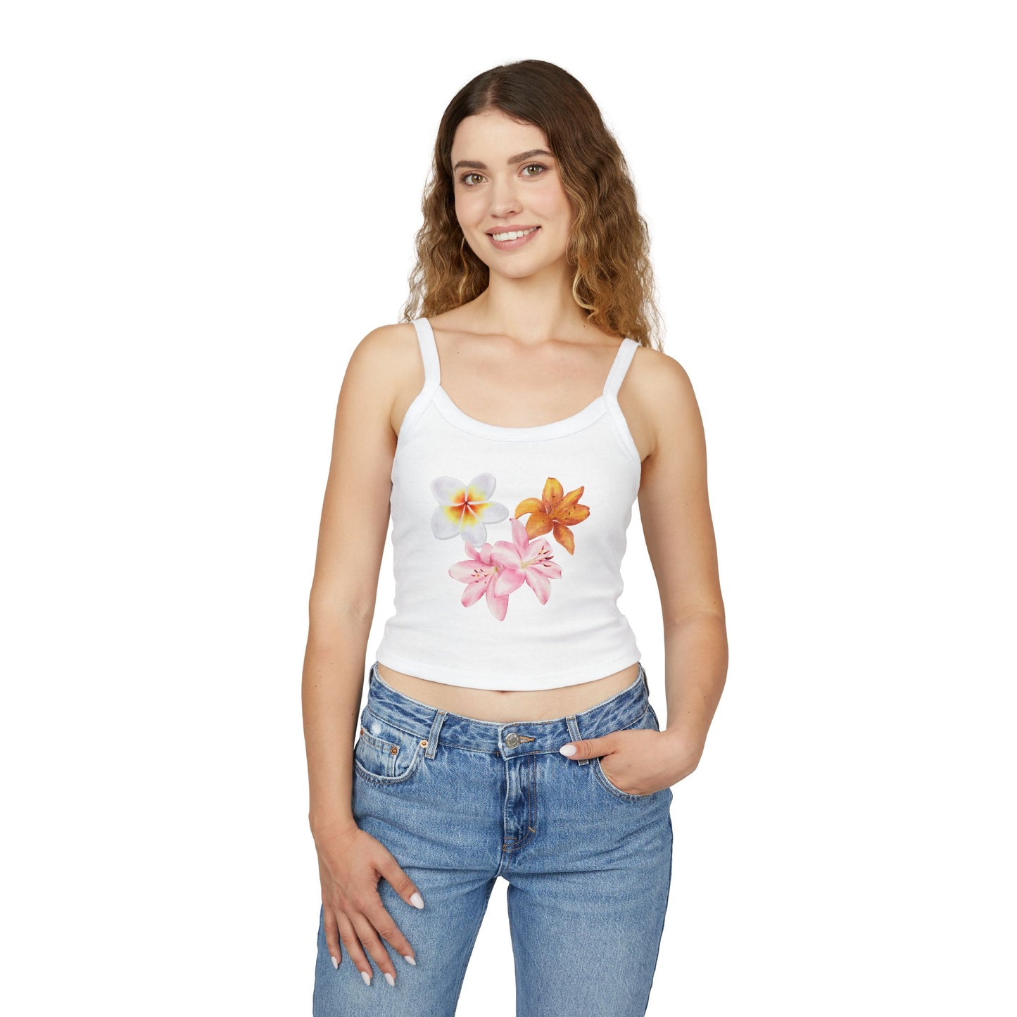 Floral Plumeria Crop Tank