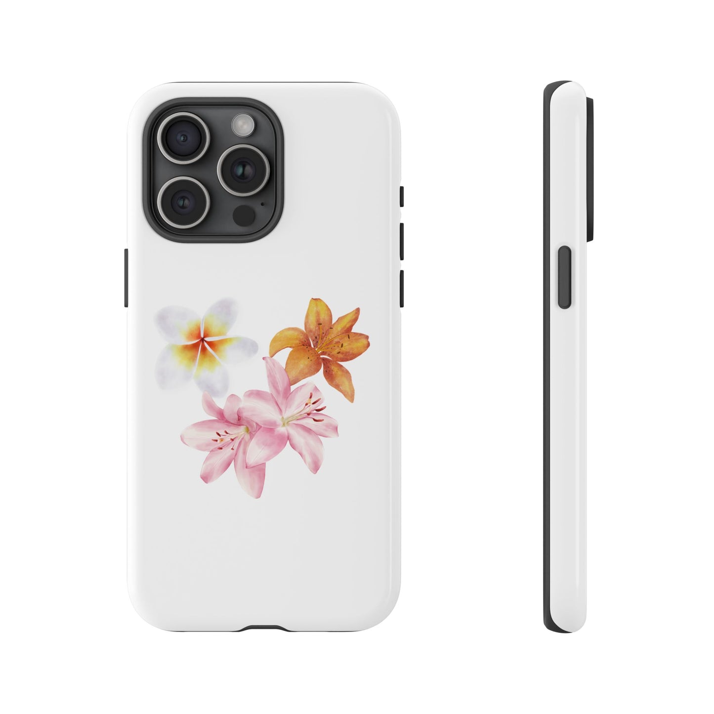 Floral Trio Tough Case — Pink & Orange Lily Phone Protector