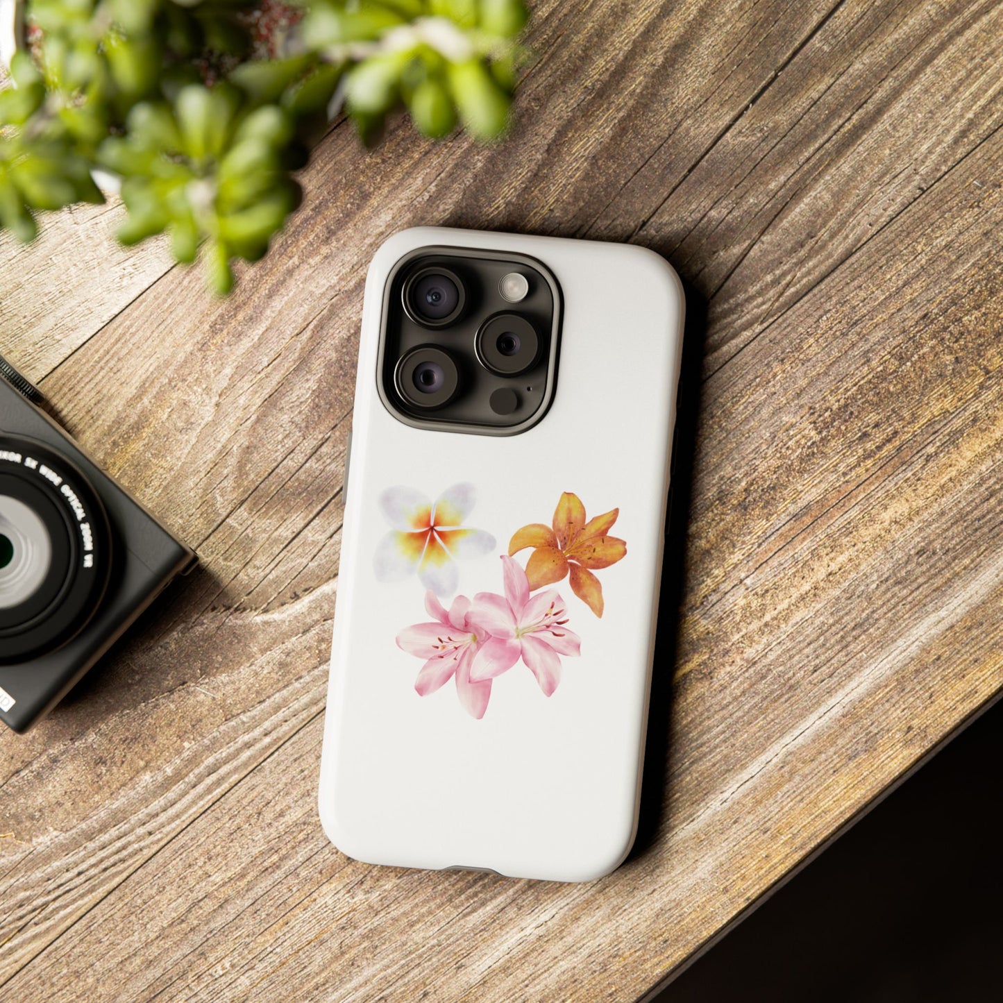 Floral Trio Tough Case — Pink & Orange Lily Phone Protector