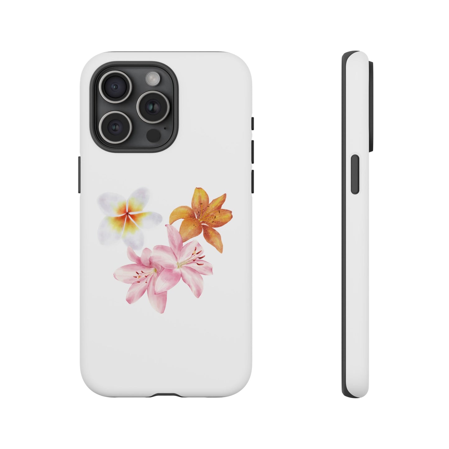 Floral Trio Tough Case — Pink & Orange Lily Phone Protector