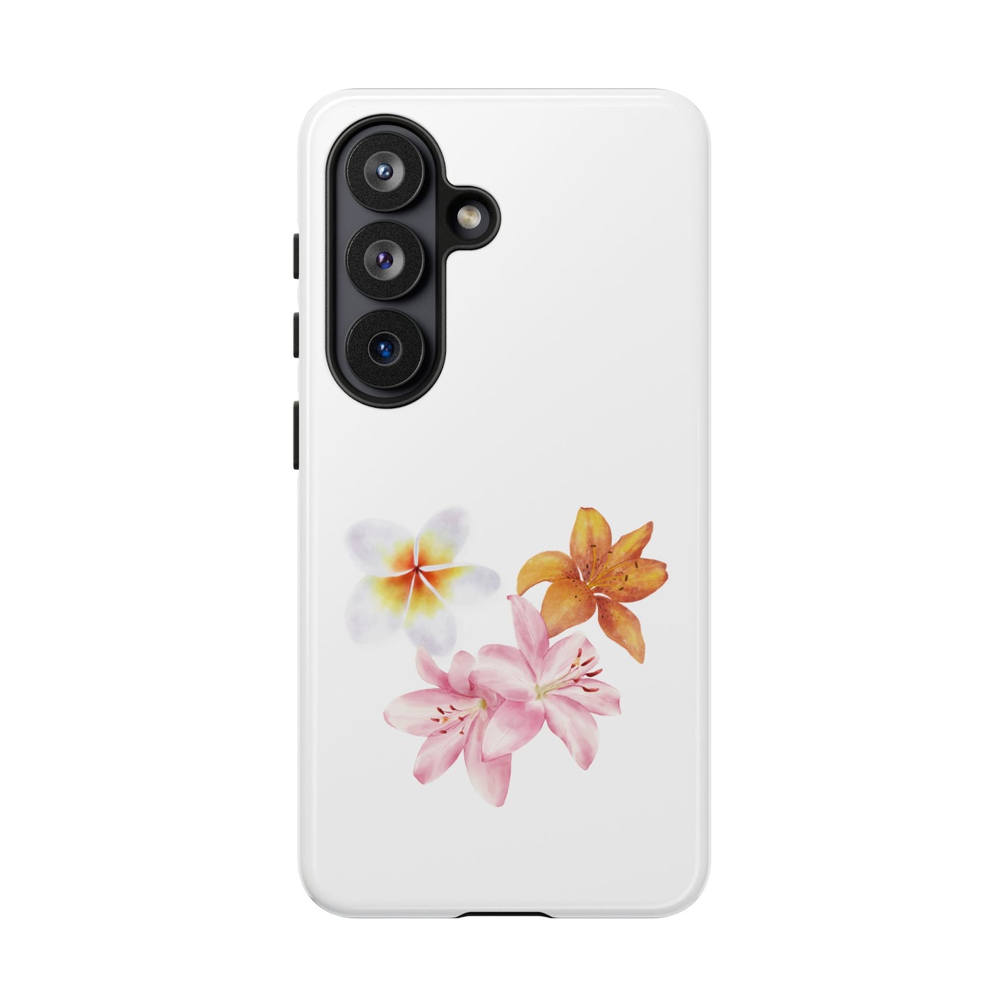 Floral Trio Tough Case — Pink & Orange Lily Phone Protector