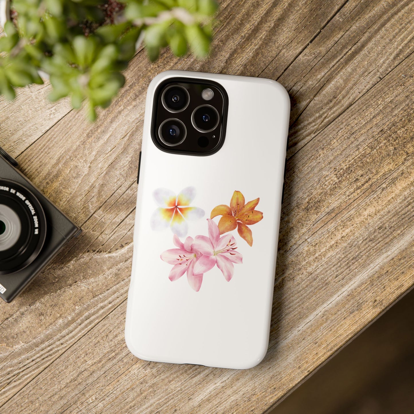 Floral Trio Tough Case — Pink & Orange Lily Phone Protector