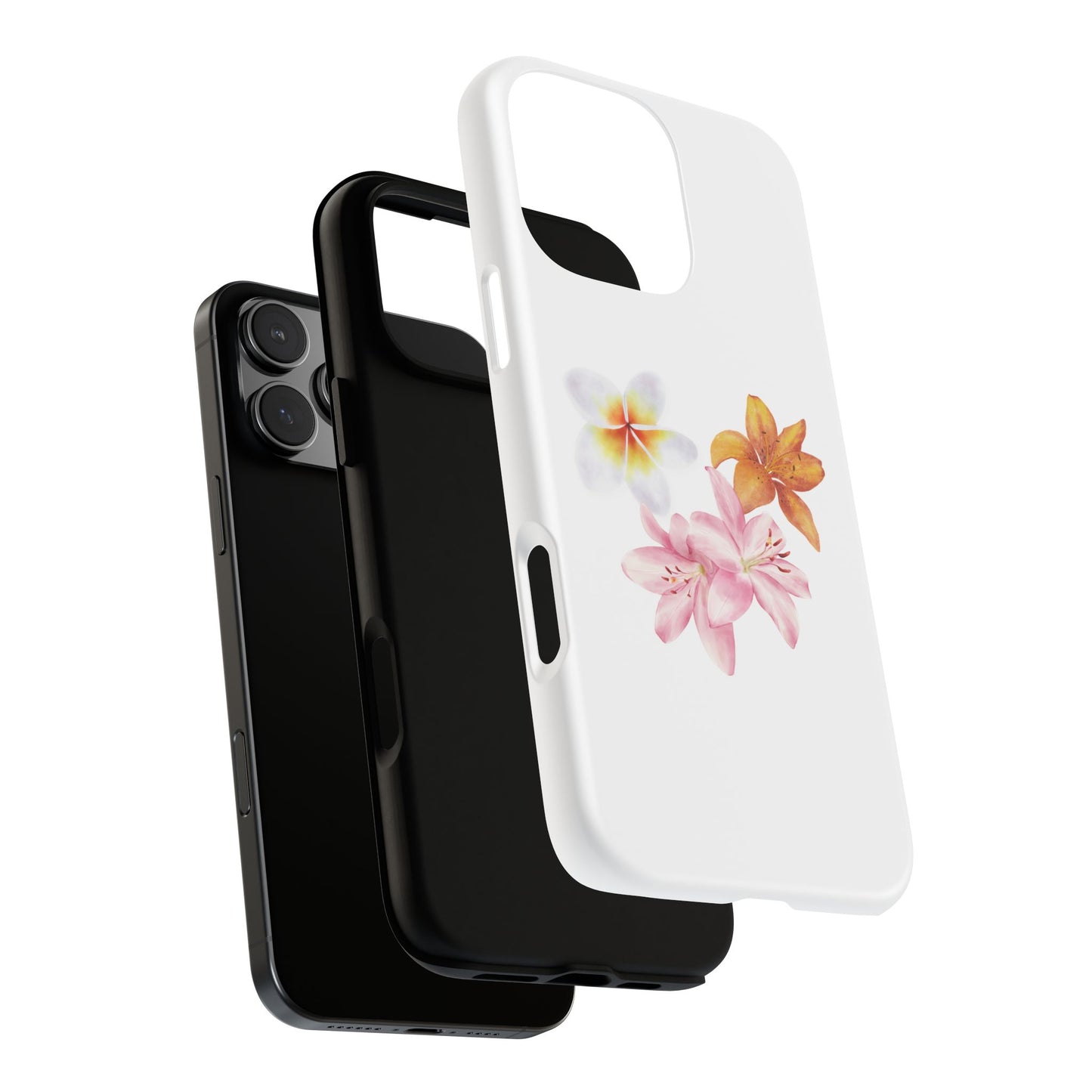 Floral Trio Tough Case — Pink & Orange Lily Phone Protector