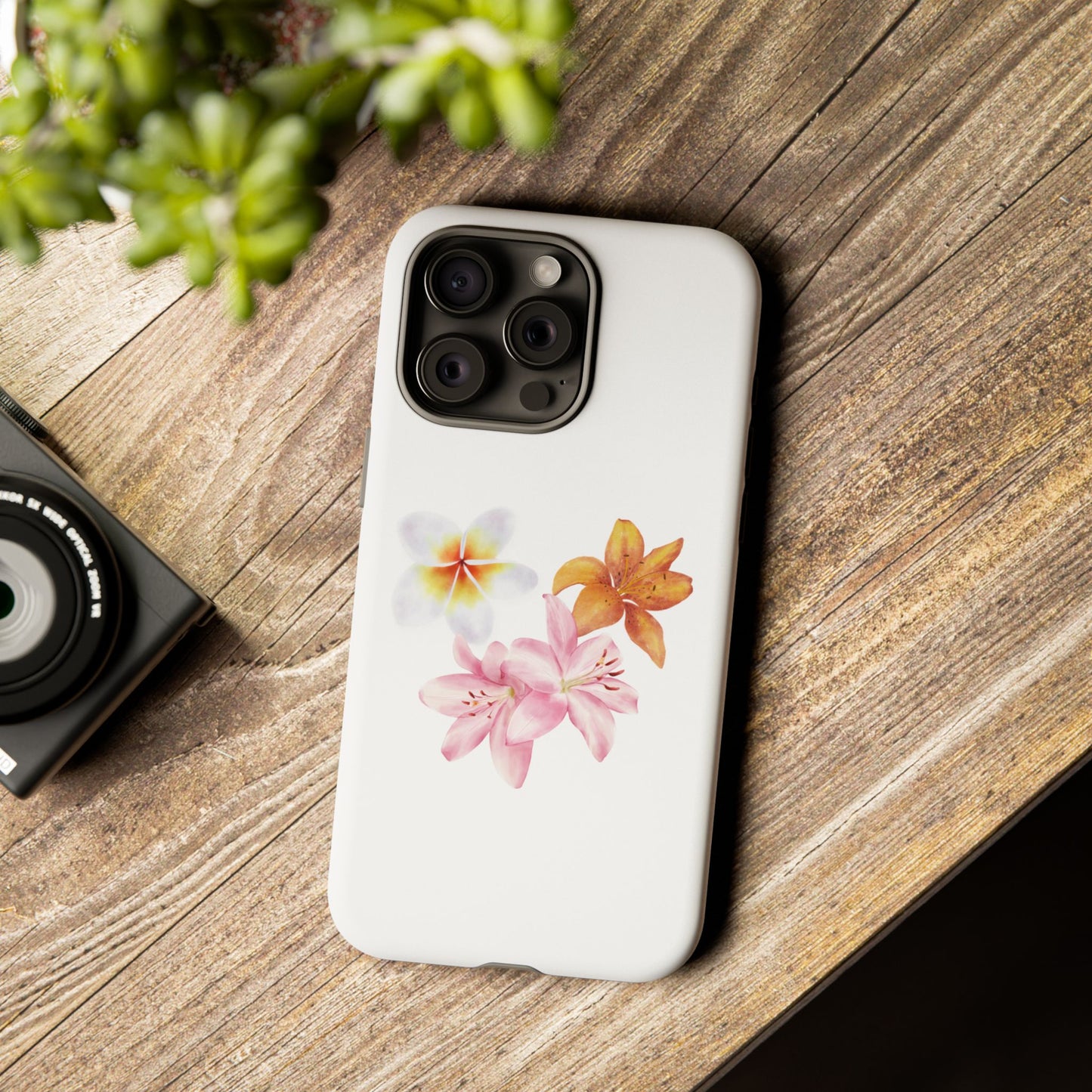 Floral Trio Tough Case — Pink & Orange Lily Phone Protector