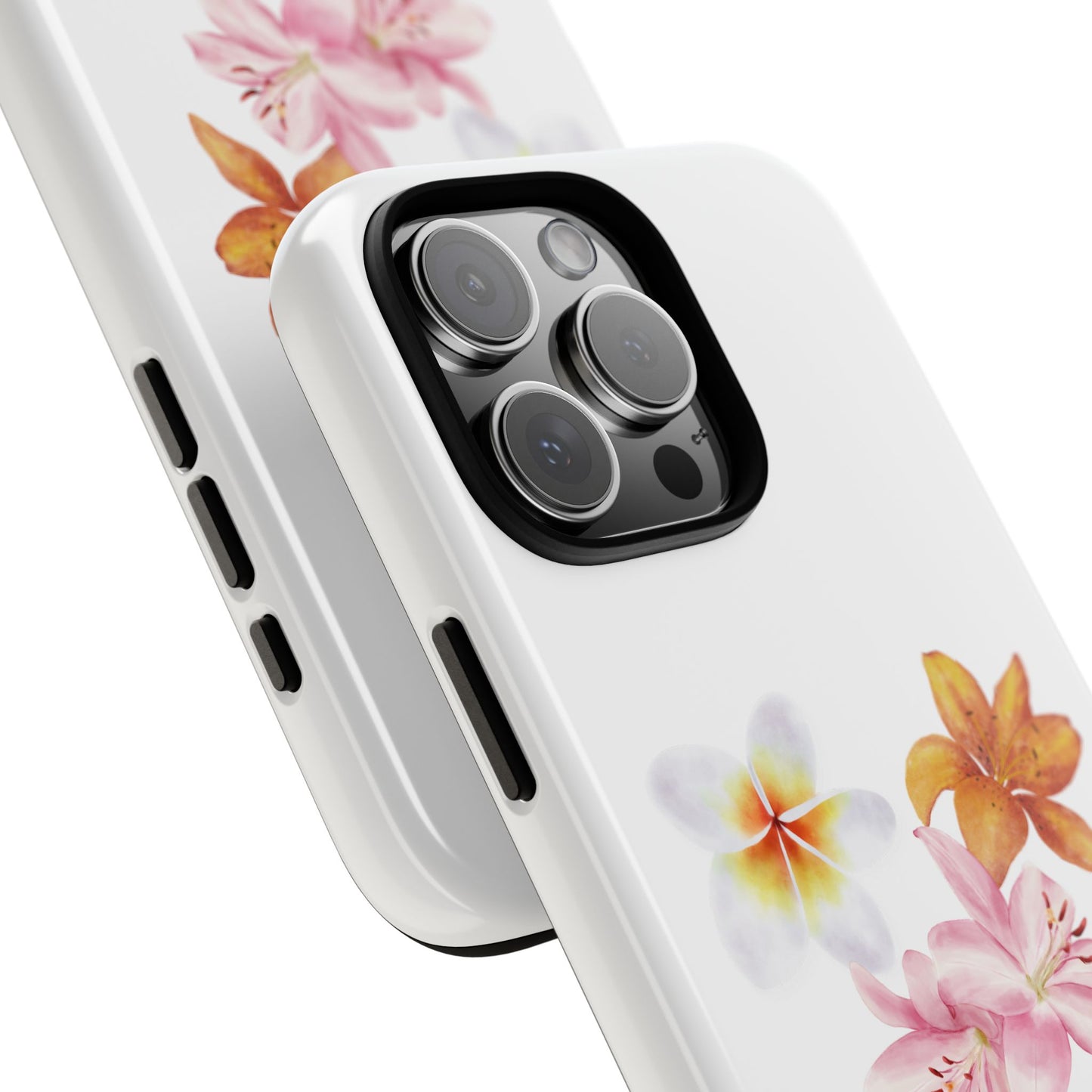Floral Trio Tough Case — Pink & Orange Lily Phone Protector