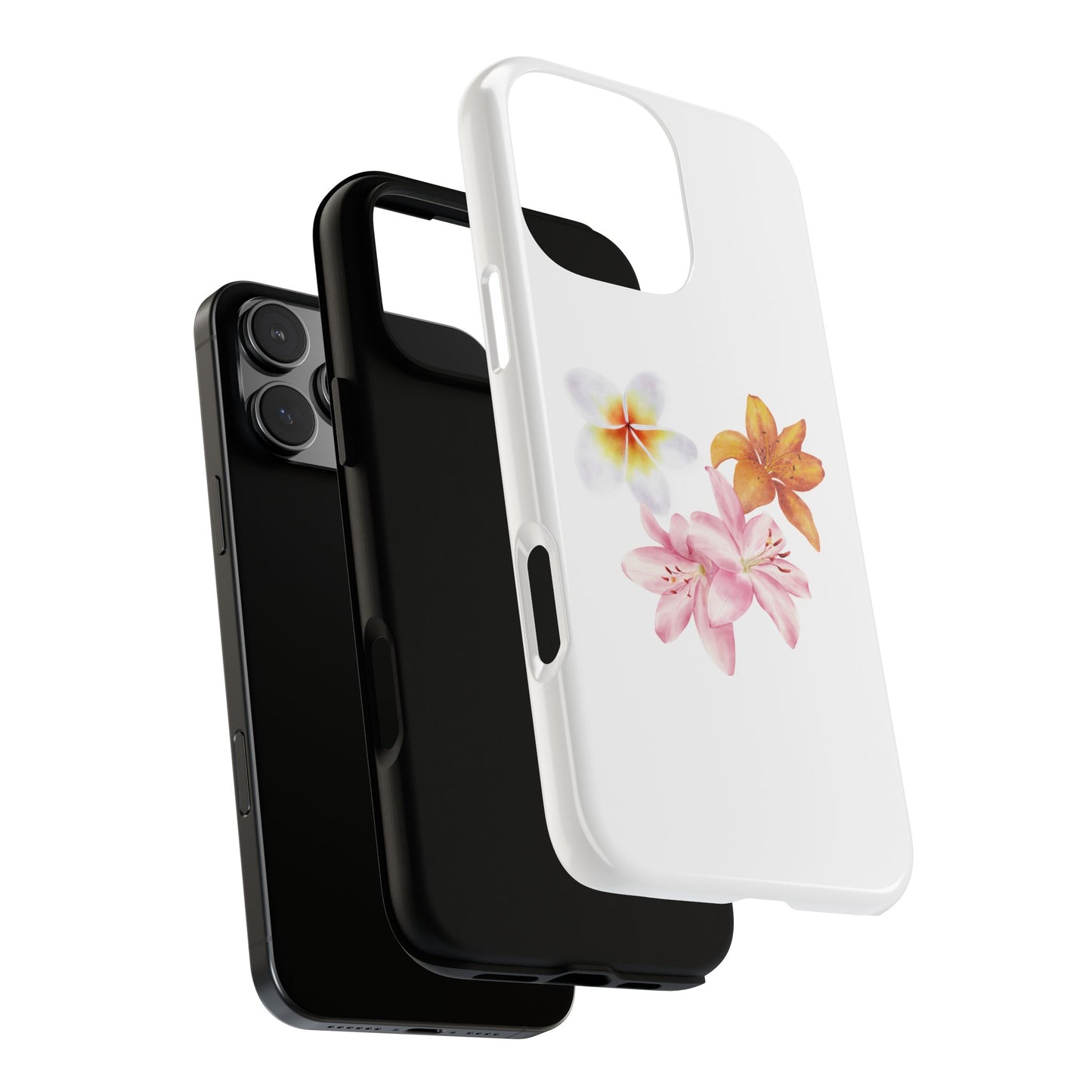 Floral Trio Tough Case — Pink & Orange Lily Phone Protector