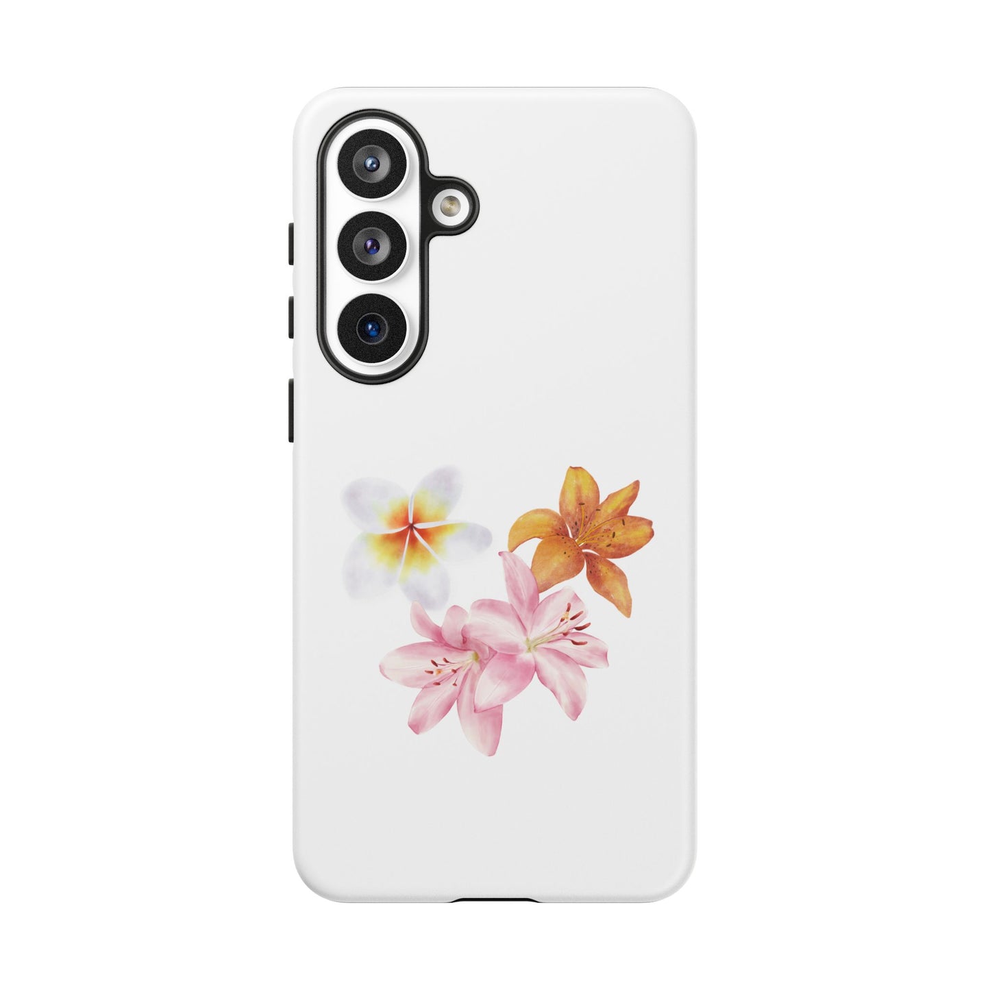 Floral Trio Tough Case — Pink & Orange Lily Phone Protector