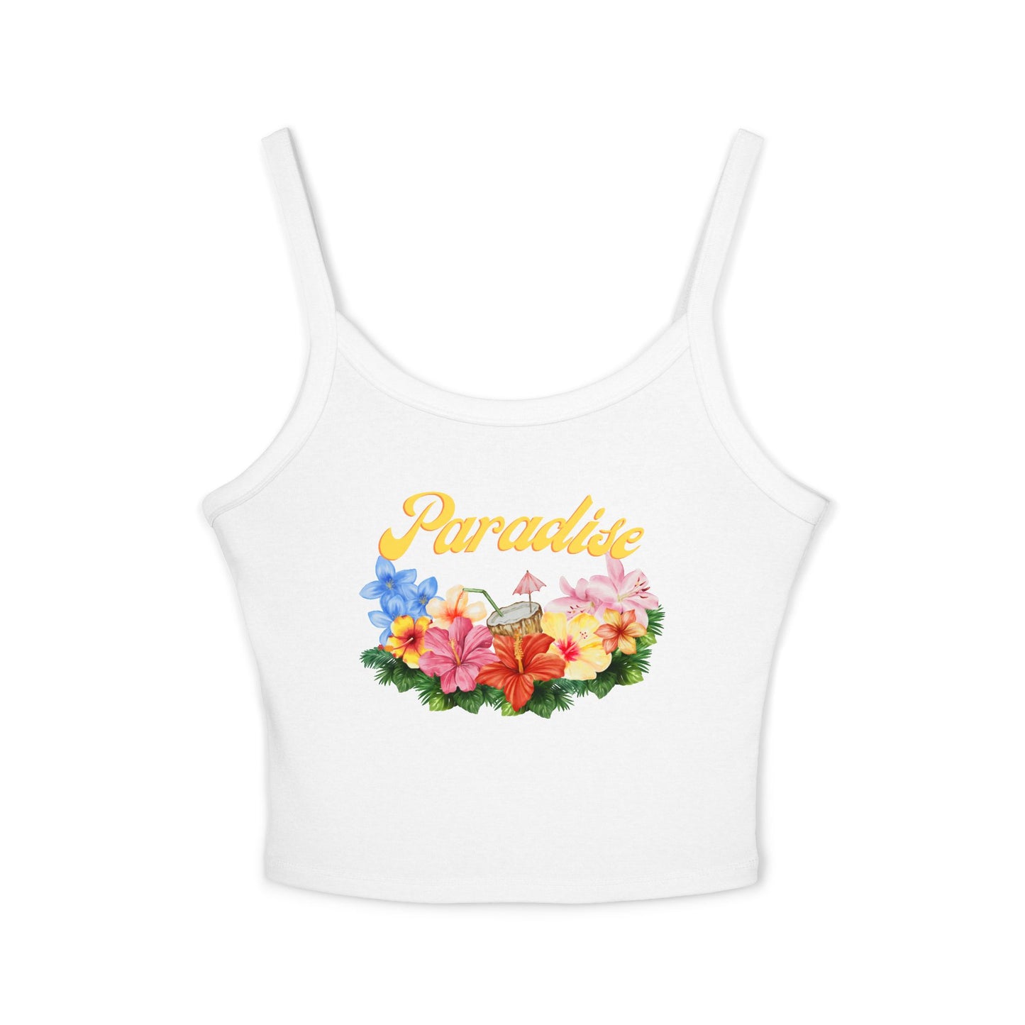 Paradise Floral Tank Top – Women's Spaghetti Strap Crop