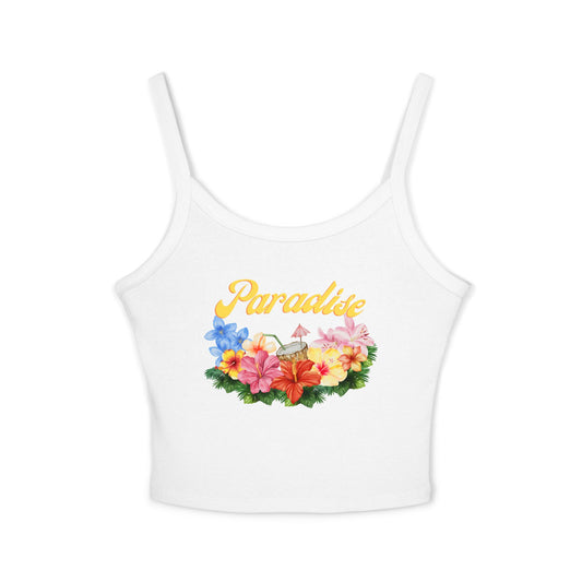 Paradise Floral Tank Top – Women's Spaghetti Strap Crop