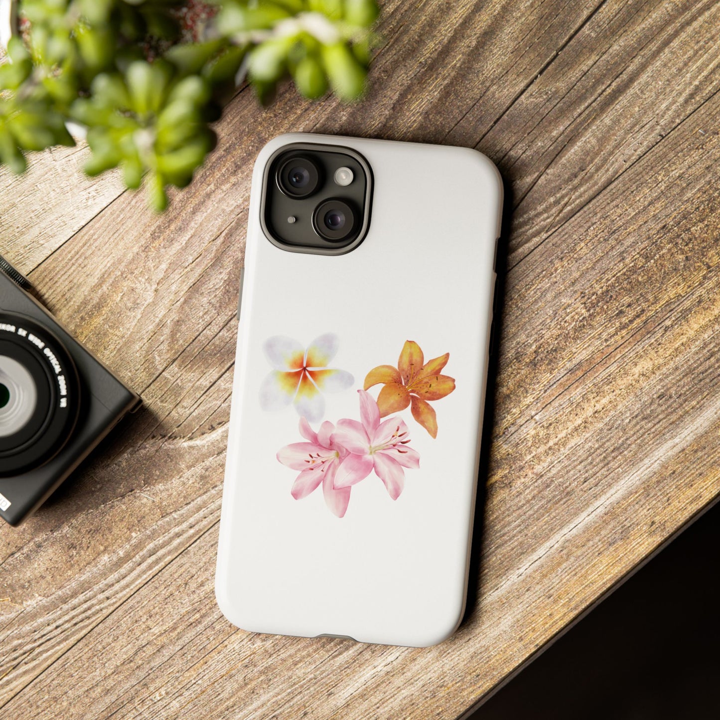 Floral Trio Tough Case — Pink & Orange Lily Phone Protector