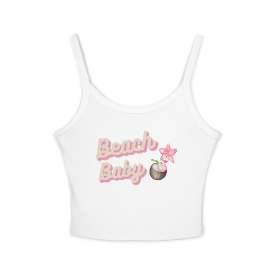 Beach Baby Tank Top — Feminine Tropical Graphic Spaghetti Strap Crop