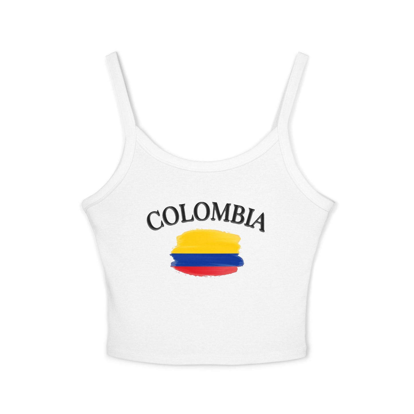 Colombia Flag Crop Tank Top — Women's Spaghetti Strap Patriotic Summer Top