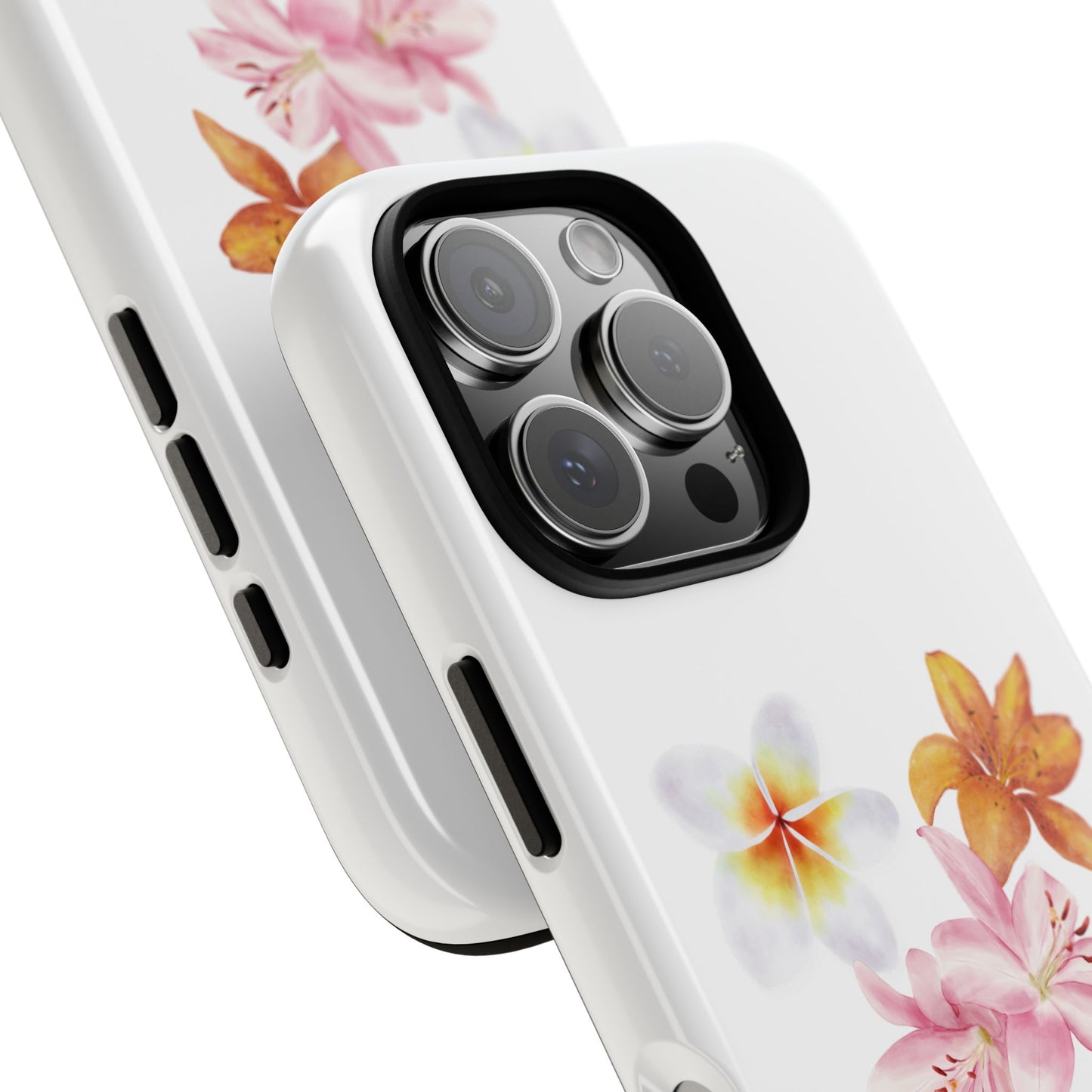 Floral Trio Tough Case — Pink & Orange Lily Phone Protector