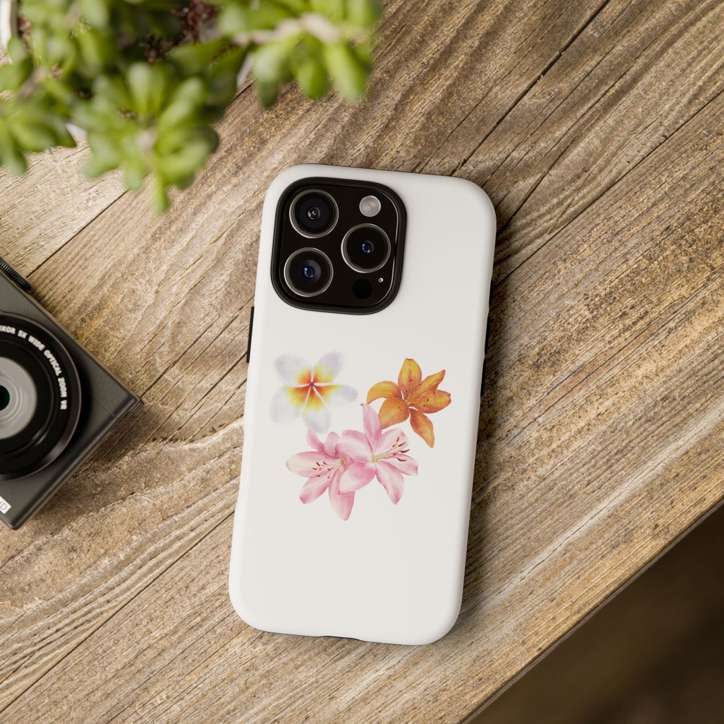 Floral Trio Tough Case — Pink & Orange Lily Phone Protector