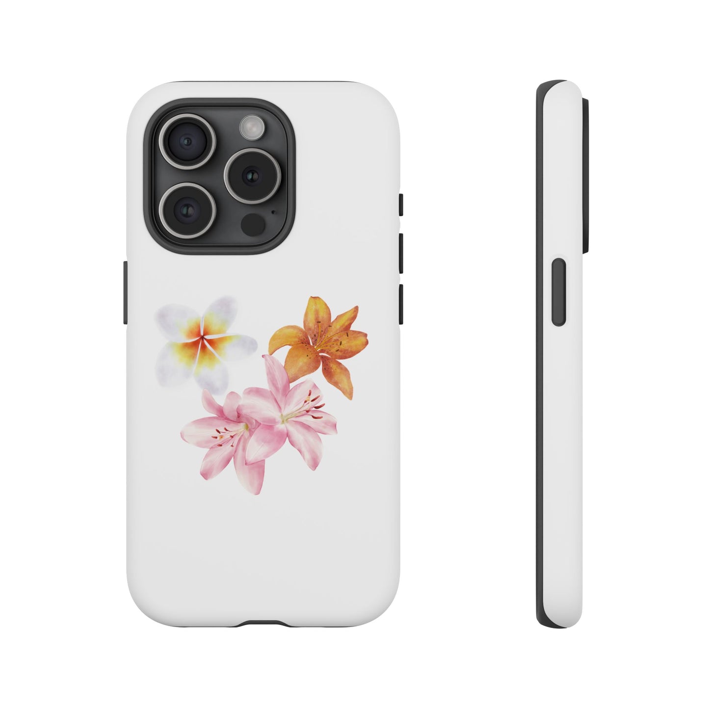 Floral Trio Tough Case — Pink & Orange Lily Phone Protector